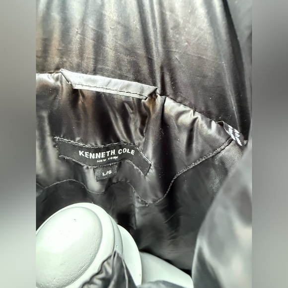 Kenneth Cole Black Long Puffer Coat Faux Fur Hood Women’s Size L – Gently Used - Picture 4 of 7